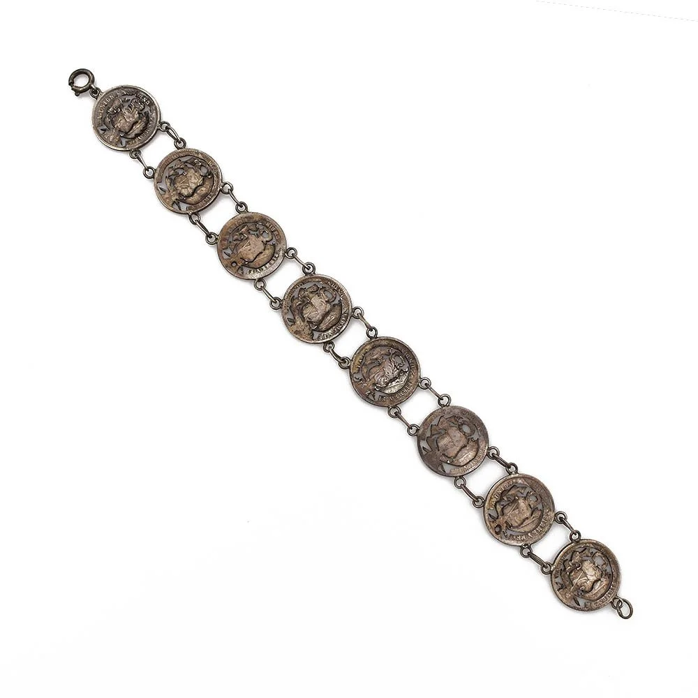 Peruvian Cut-Out Silver Coin Bracelet | Antique & Estate Jewelry